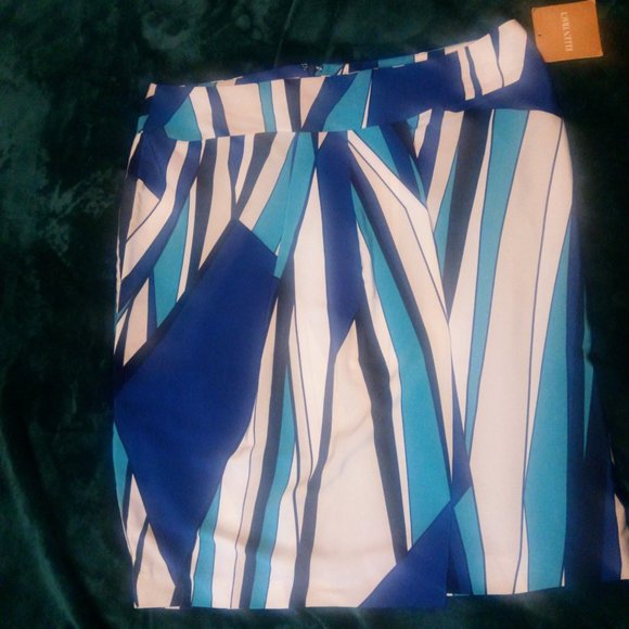 NWT Ellen Tracy Geometric Print Faux Wrap Mulitcolored Skirt Sz 12 - Picture 11 of 11